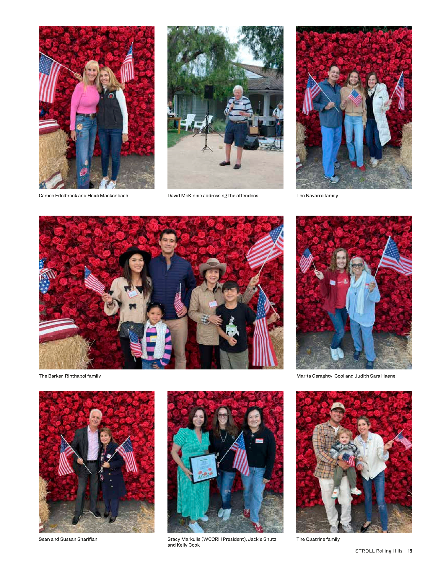Additional magazine photo grid of neighbors in front of Tatiana's red rose flower wall