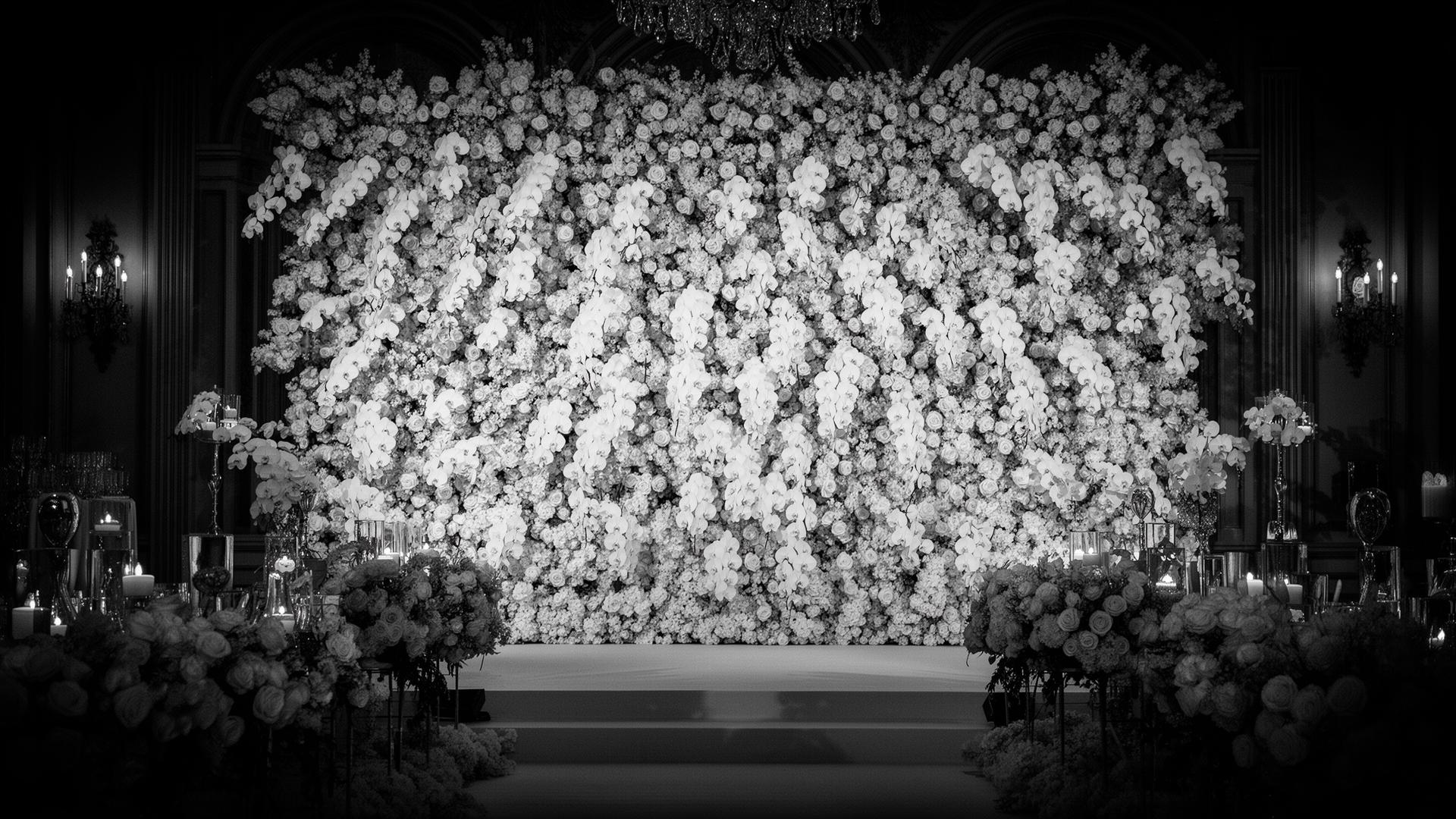 Luxury white floral wall installation